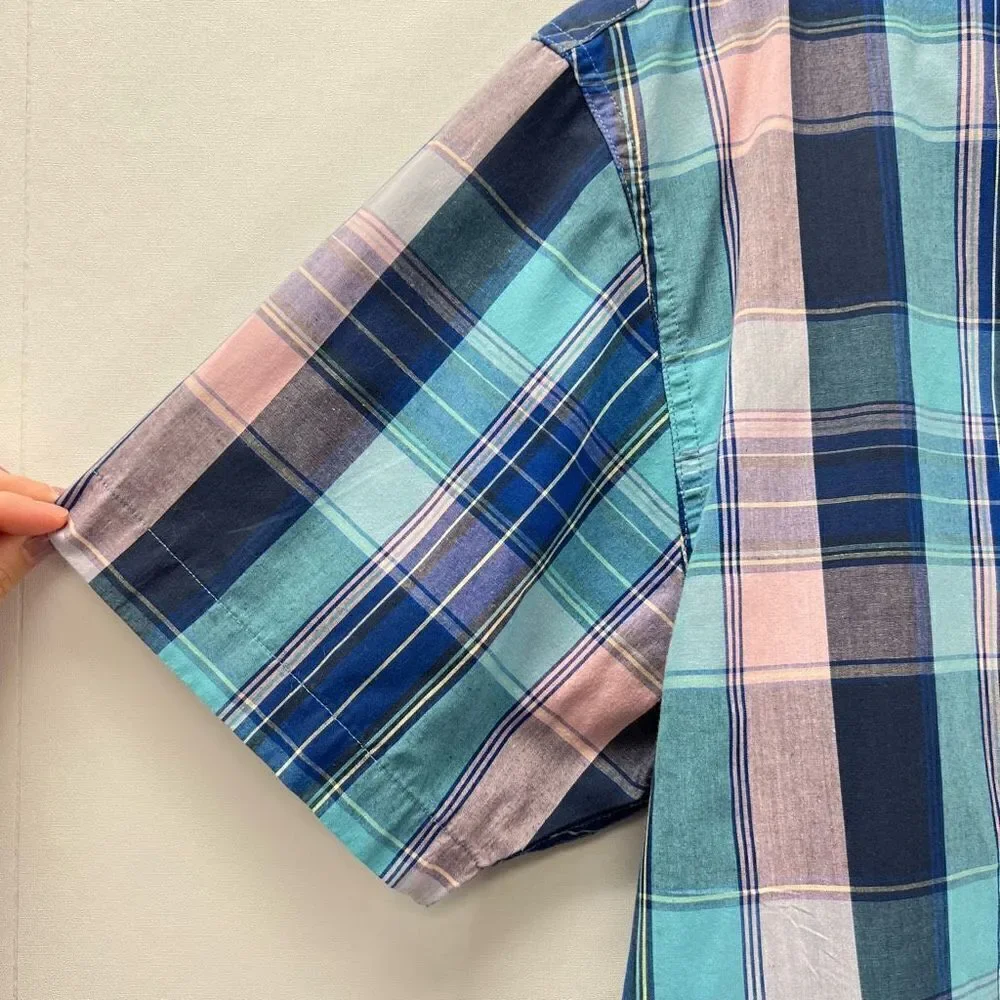 Levi's Blue Pink Cotton Short Sleeve Button Front Polo Size XXL